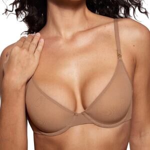 NWT Inlyric Cosnufy Mesh Scoop Underwire Bra in Gravel Beige Size 36A